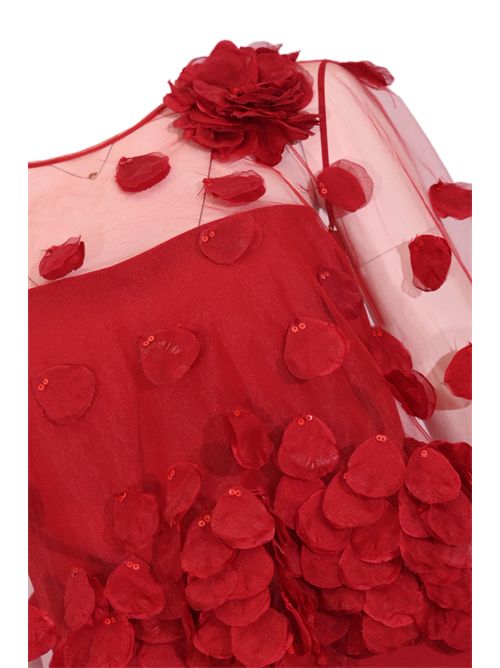 Abito lungo Lobella 99107 in crepe e tulle TARIK EDIZ | 99107DARK RED